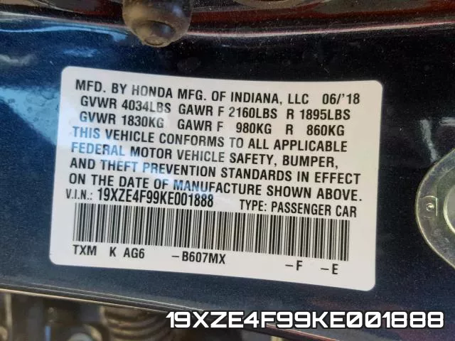 19XZE4F99KE001888 фото 2