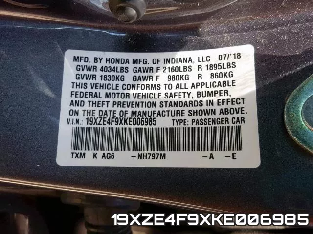 19XZE4F9XKE006985 фото 2