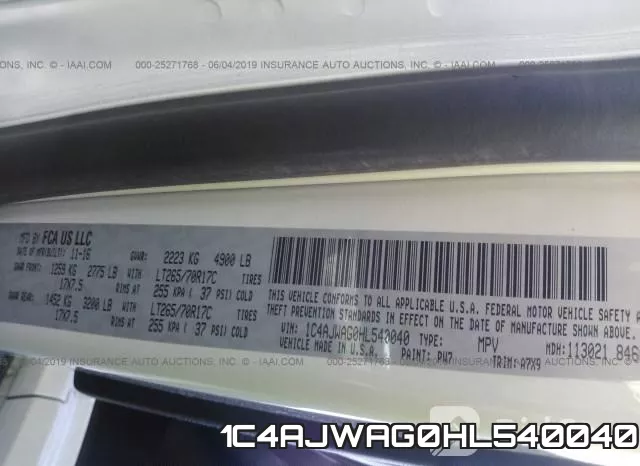 1C4AJWAG0HL540040 фото 10