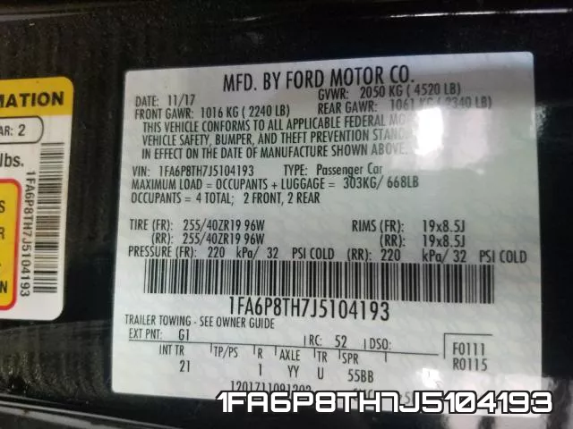 1FA6P8TH7J5104193 фото 2