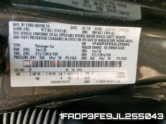 1FADP3FE9JL255043 фото 2