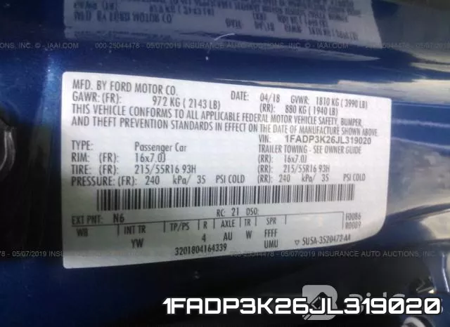 1FADP3K26JL319020 фото 10