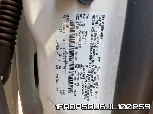 1FADP5DU6JL100259 фото 2