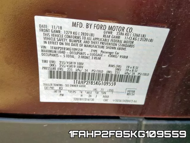 1FAHP2F85KG109559 фото 2