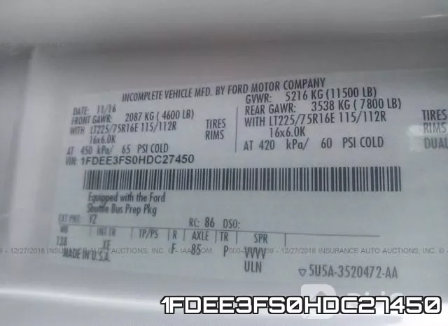 1FDEE3FS0HDC27450 фото 10