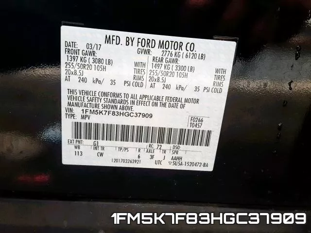 1FM5K7F83HGC37909 фото 2