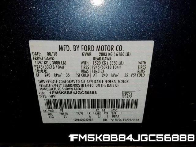 1FM5K8B84JGC56888 фото 2