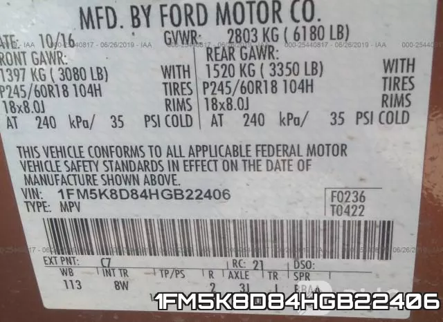 1FM5K8D84HGB22406 фото 10