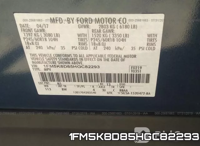 1FM5K8D85HGC82293 фото 10