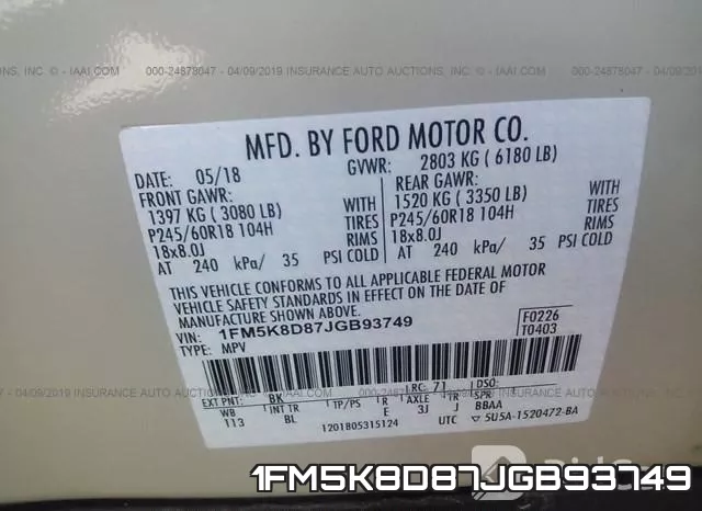1FM5K8D87JGB93749 фото 10