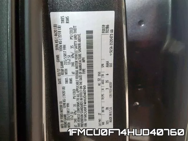 1FMCU0F74HUD40760 фото 2