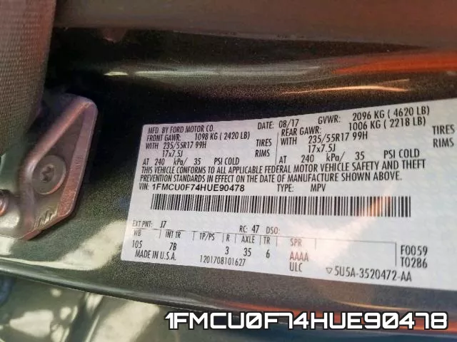 1FMCU0F74HUE90478 фото 2