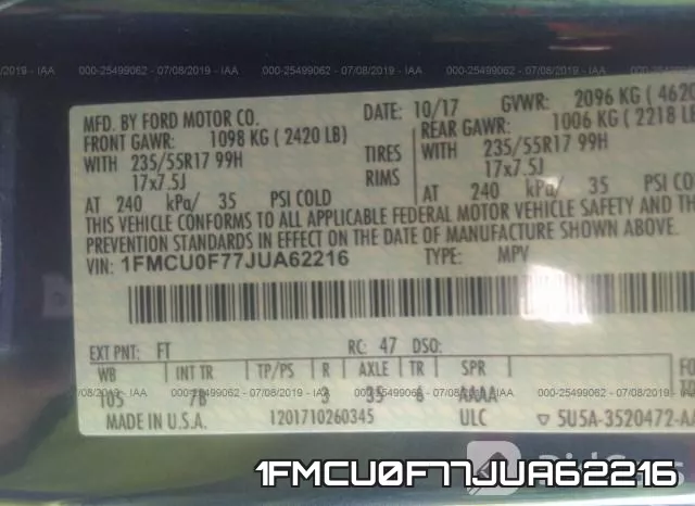 1FMCU0F77JUA62216 фото 10