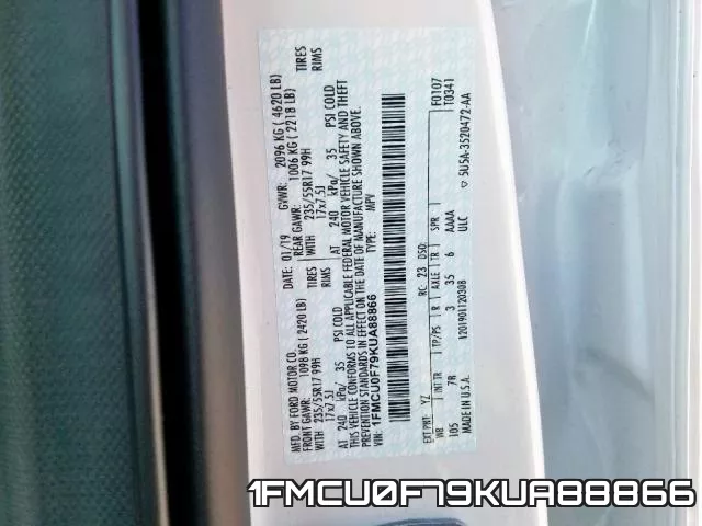 1FMCU0F79KUA88866 фото 2