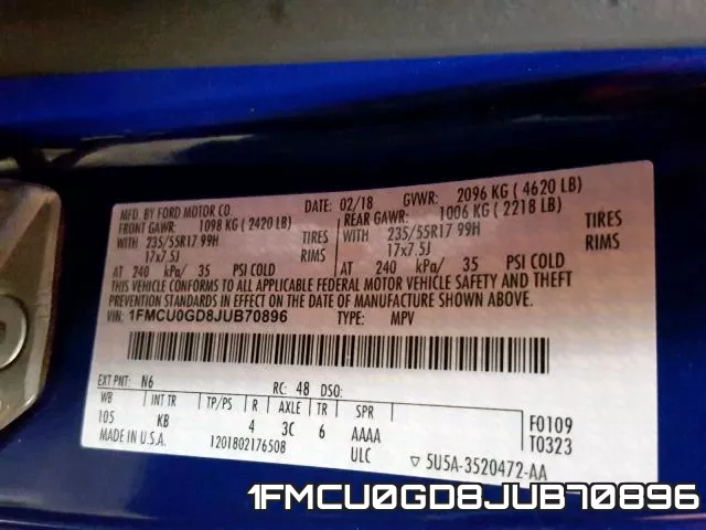 1FMCU0GD8JUB70896 фото 2