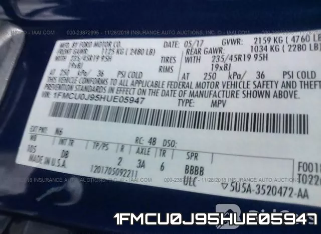 1FMCU0J95HUE05947 фото 9