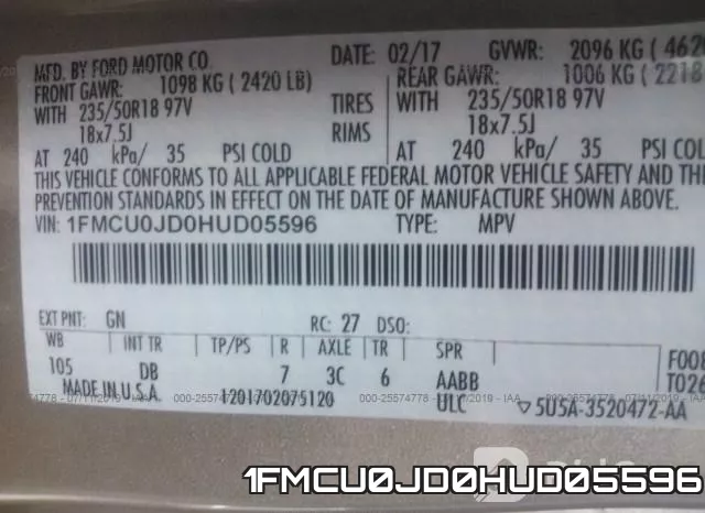 1FMCU0JD0HUD05596 фото 10