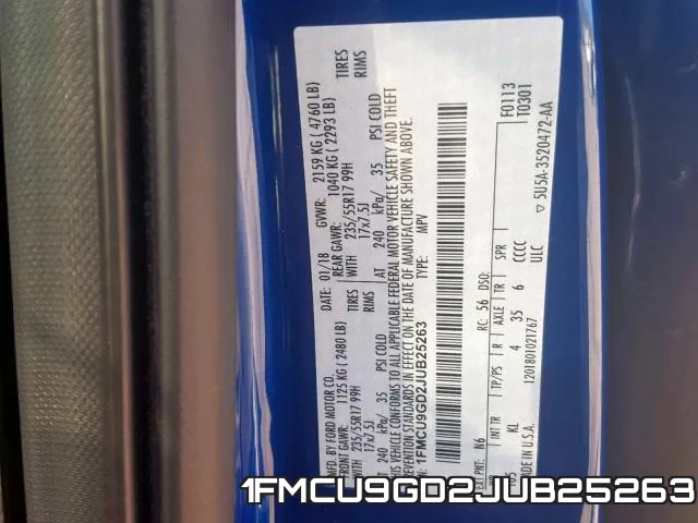1FMCU9GD2JUB25263 фото 2