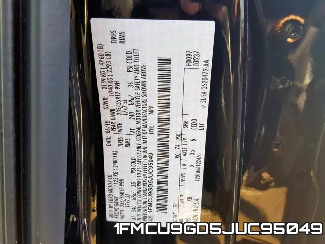 1FMCU9GD5JUC95049 фото 2
