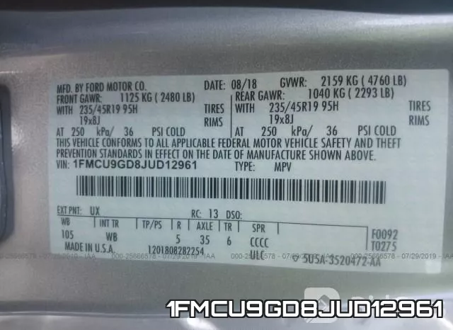 1FMCU9GD8JUD12961 фото 10