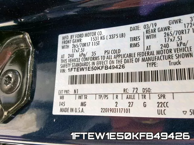 1FTEW1E50KFB49426 фото 2