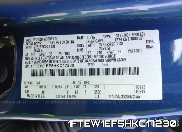 1FTEW1EF5HKC17230 фото 10