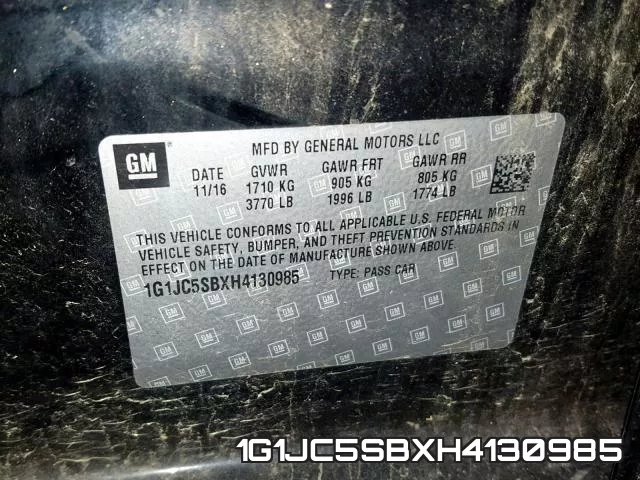 1G1JC5SBXH4130985 фото 2