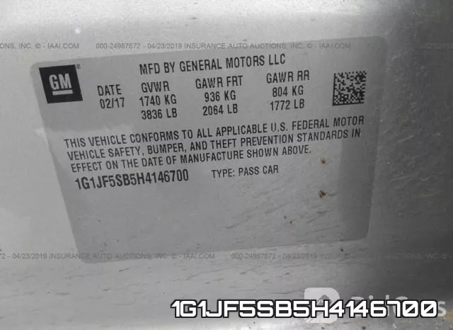 1G1JF5SB5H4146700 фото 10