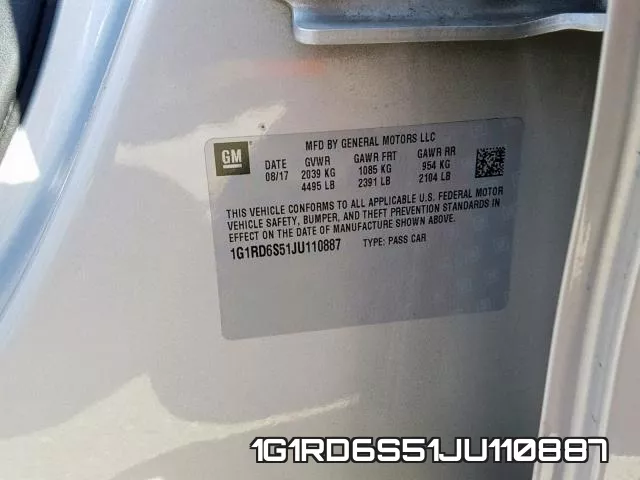 1G1RD6S51JU110887 фото 2