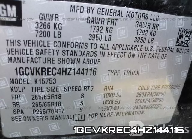 1GCVKREC4HZ144116 фото 10