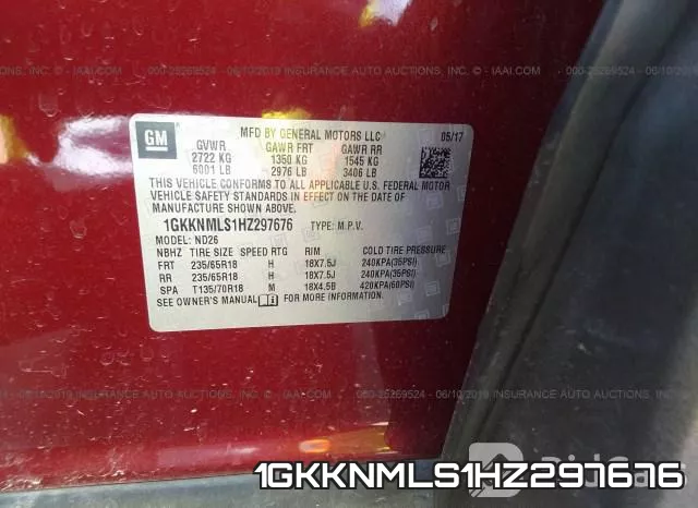 1GKKNMLS1HZ297676 фото 10