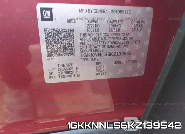 1GKKNNLS6KZ139542 фото 10