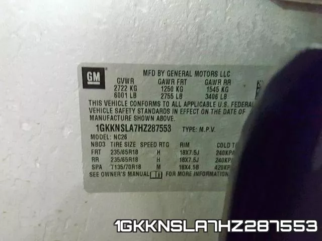 1GKKNSLA7HZ287553 фото 2