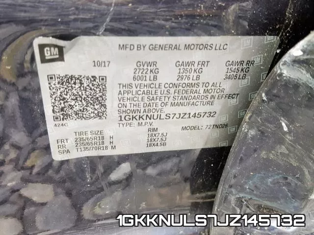1GKKNULS7JZ145732 фото 2
