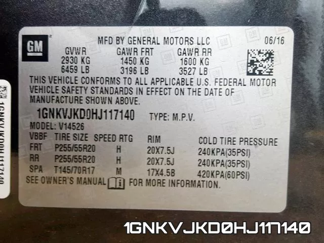 1GNKVJKD0HJ117140 фото 2