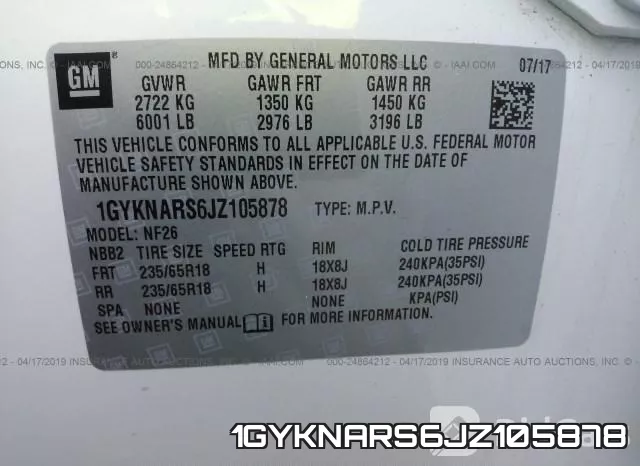 1GYKNARS6JZ105878 фото 10