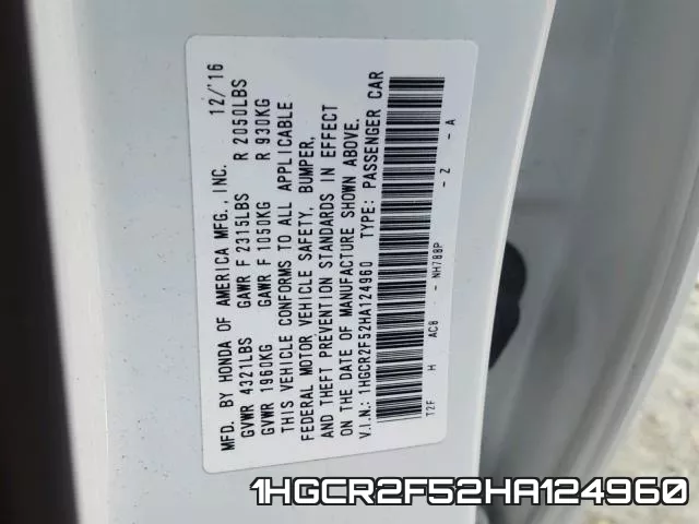 1HGCR2F52HA124960 фото 2