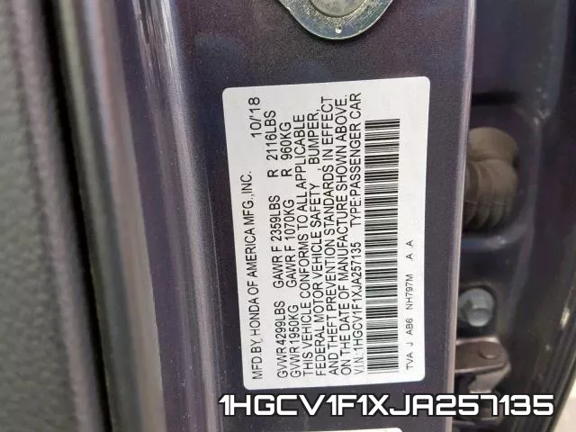 1HGCV1F1XJA257135 фото 2