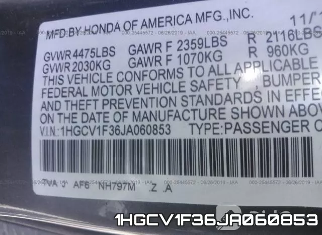 1HGCV1F36JA060853 фото 10