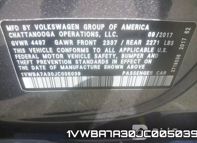 1VWBA7A30JC005039 фото 10