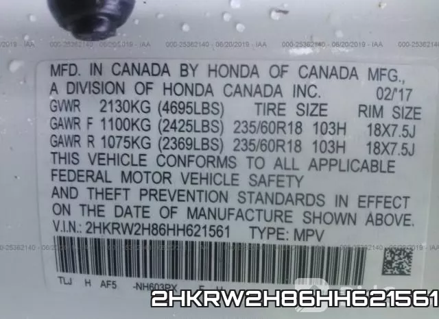 2HKRW2H86HH621561 фото 10