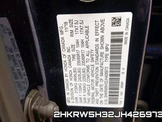 2HKRW5H32JH426973 фото 2
