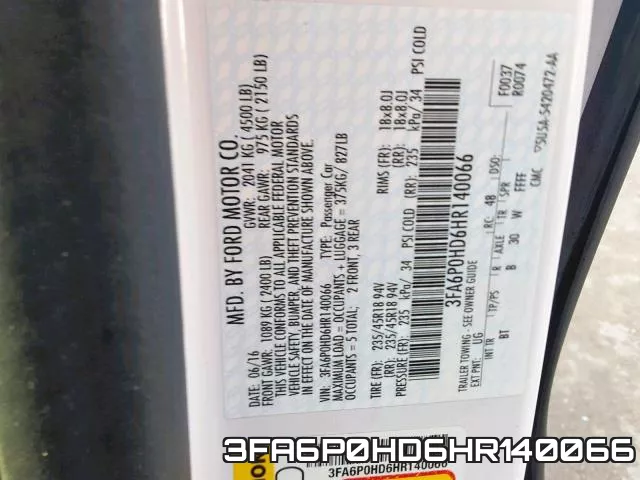 3FA6P0HD6HR140066 фото 2