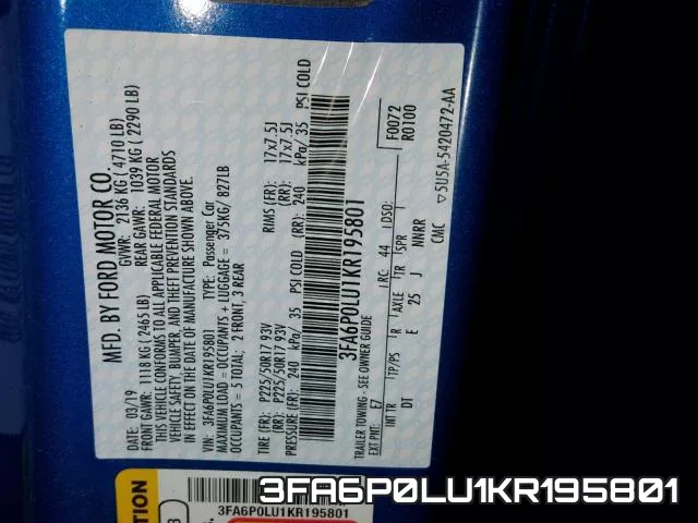 3FA6P0LU1KR195801 фото 2