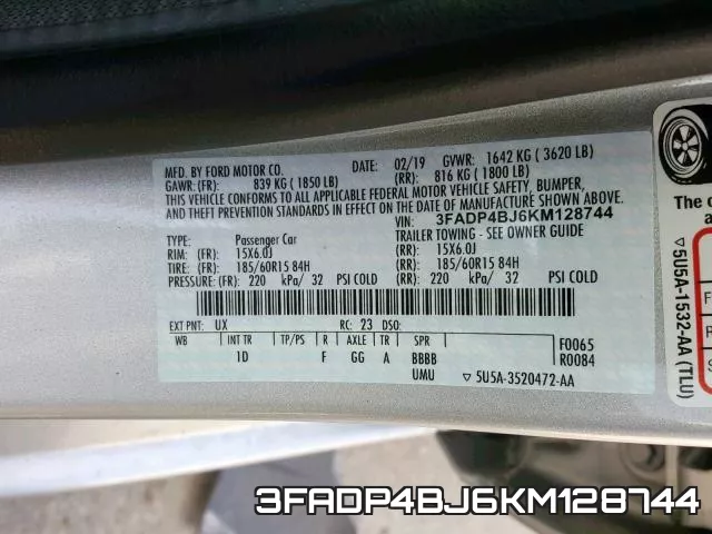 3FADP4BJ6KM128744 фото 2