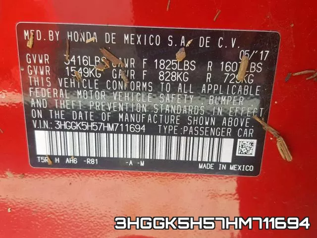 3HGGK5H57HM711694 фото 2