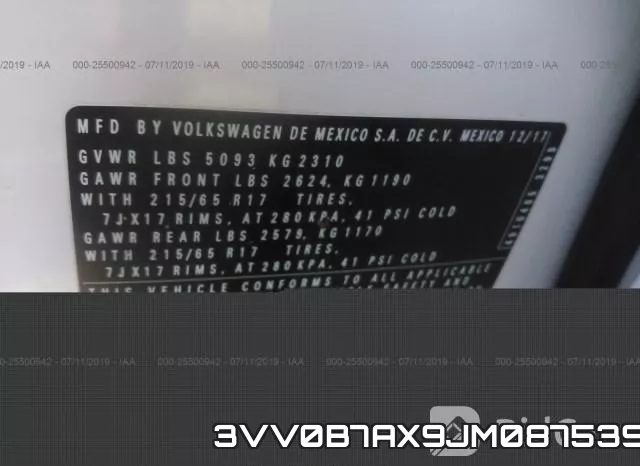 3VV0B7AX9JM087539 фото 10