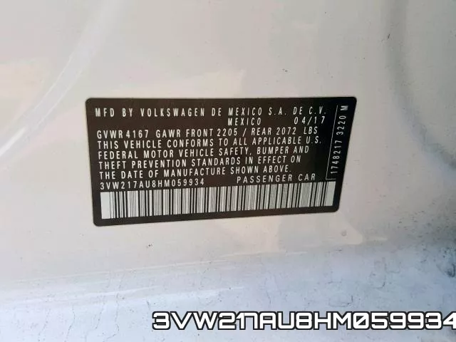 3VW217AU8HM059934 фото 2