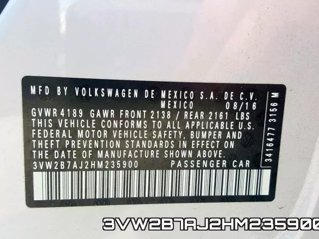 3VW2B7AJ2HM235900 фото 2