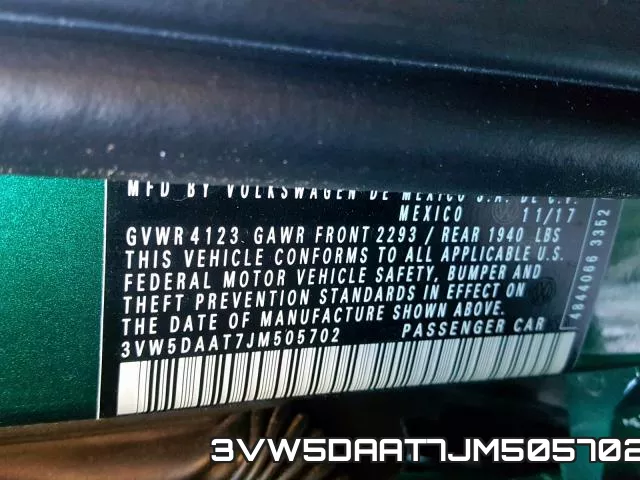 3VW5DAAT7JM505702 фото 2